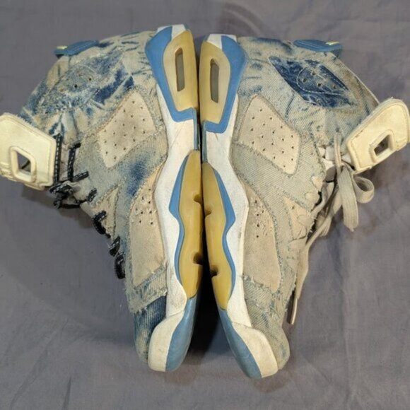 Nike Air Jordan 6 Womens Sz 8 (Youth 7Y) Acid Wash Denim Sneakers DM9045-100 - Picture 8 of 9
